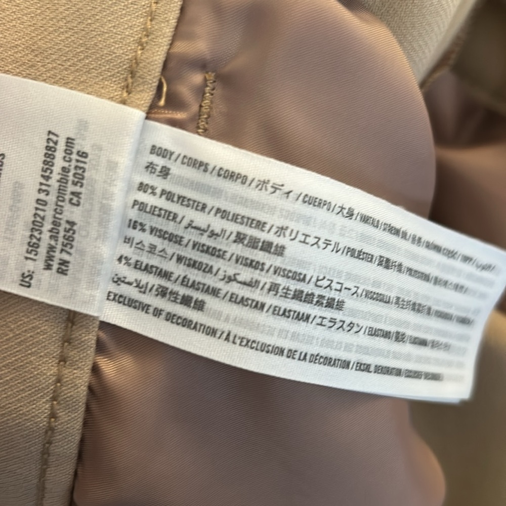 Abercrombie & Fitch Tan Pleated Wide Leg with Pockets Dress Pants Size Large - Picture 9 of 9